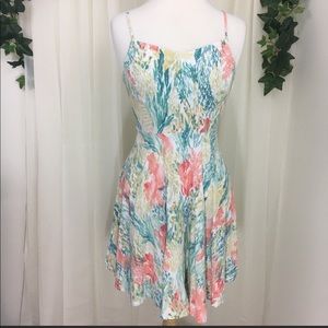 Plus-size Fit and Flair Coral and Kelp Dress